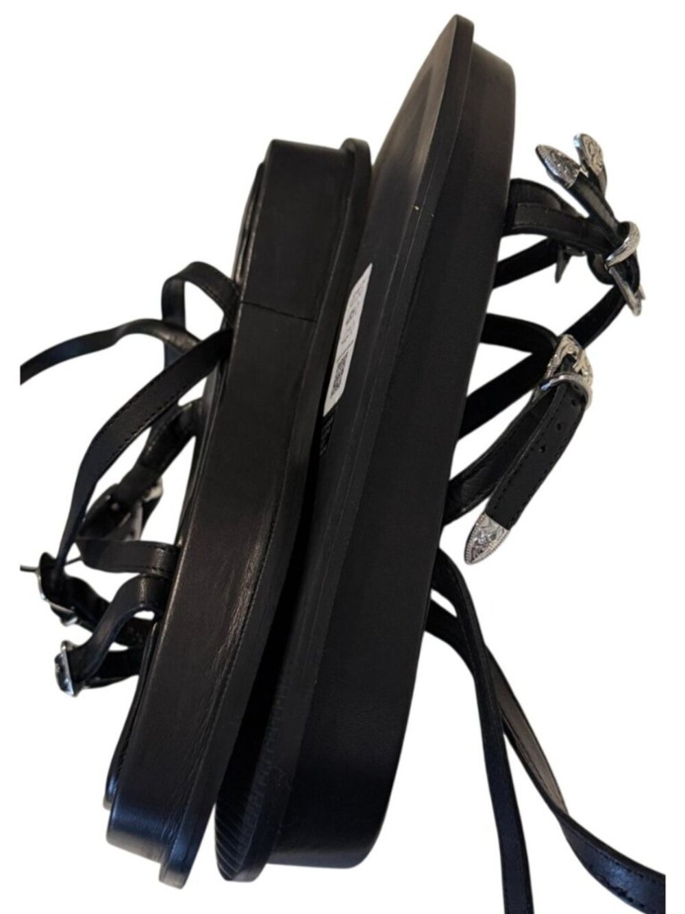 Topshop Kayla Black Leather Strappy Buckle Detail Sandals Size 9 NWOB - Picture 8 of 11